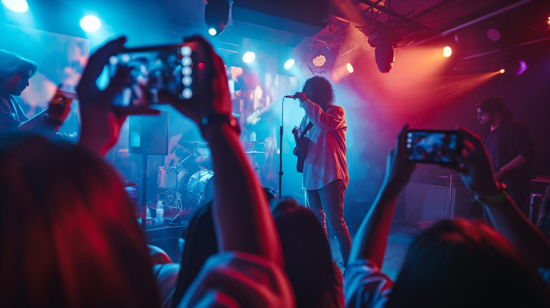 Audience capturing a live concert in Roswell, New Mexico on their smartphones. | MOON MUTT Recording Studio